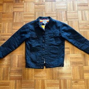 Ginew black waxed canvas blanket lined rider coat trucker jacket men’s small